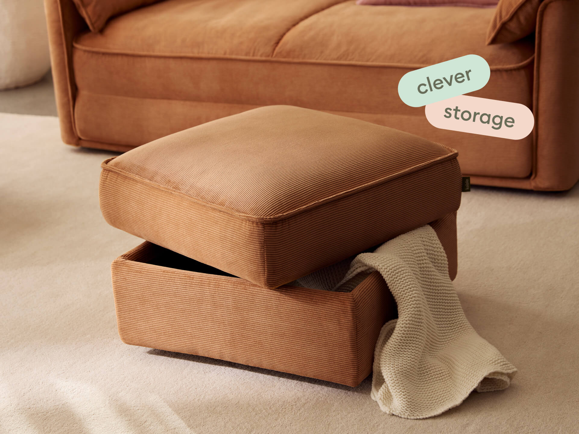 Koala Sofa Bed Ottoman - Sandstone (Cord)