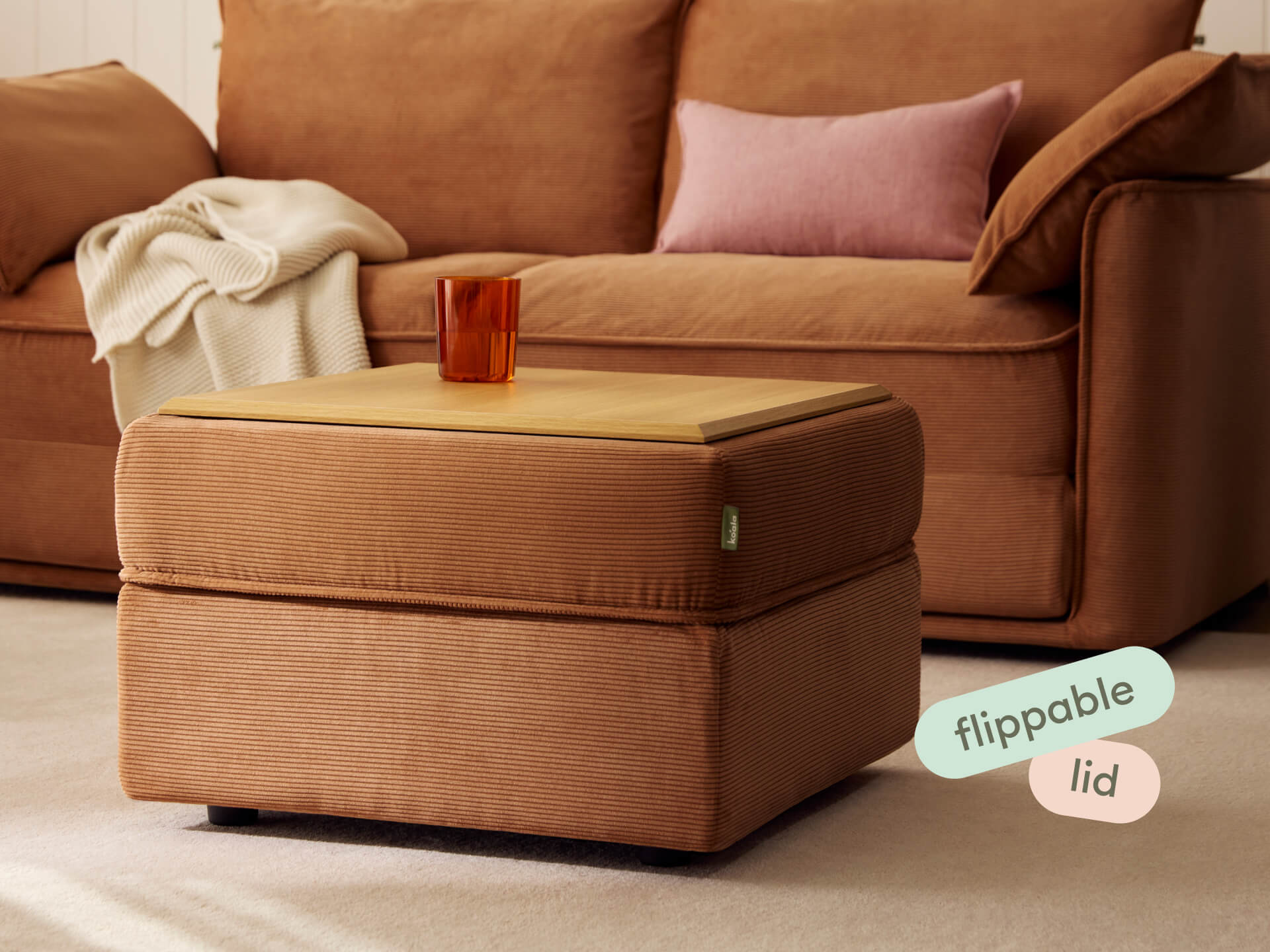 Koala Sofa Bed Ottoman - Sandstone (Cord)