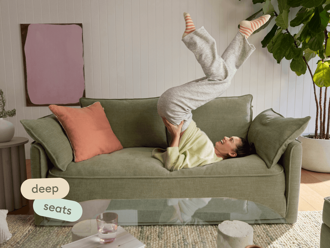 hide a bed sofa with a woman lying on it