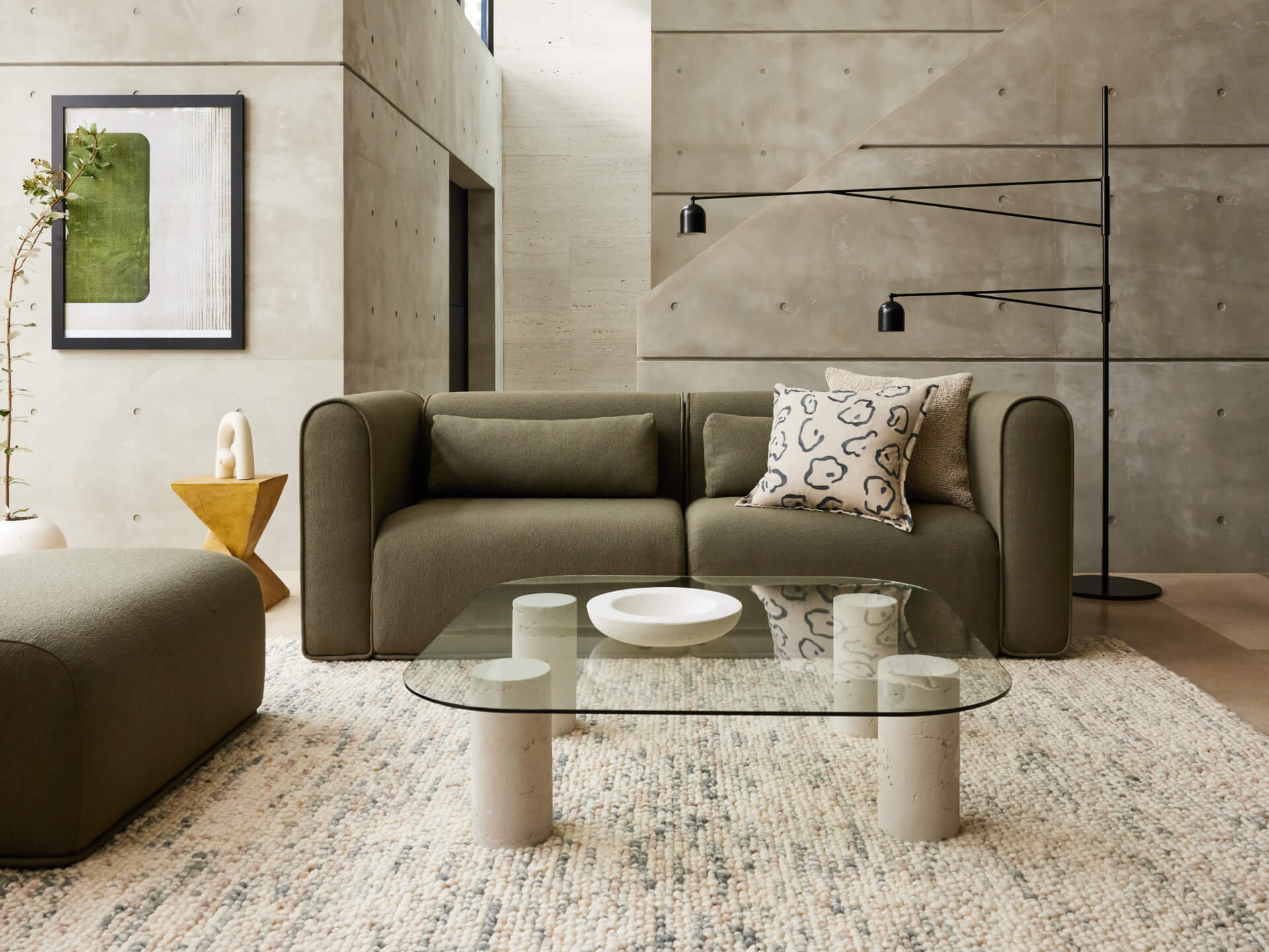 Bangalow Modular Sofa - 2 Sections / Green Wattle / Extra Wide