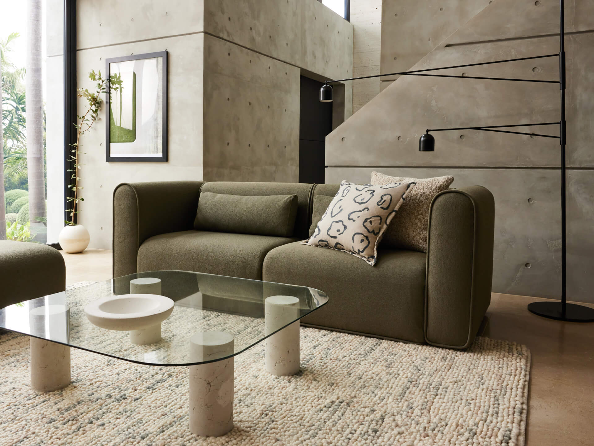 Bangalow Modular Sofa - 2 Sections / Green Wattle / Extra Wide