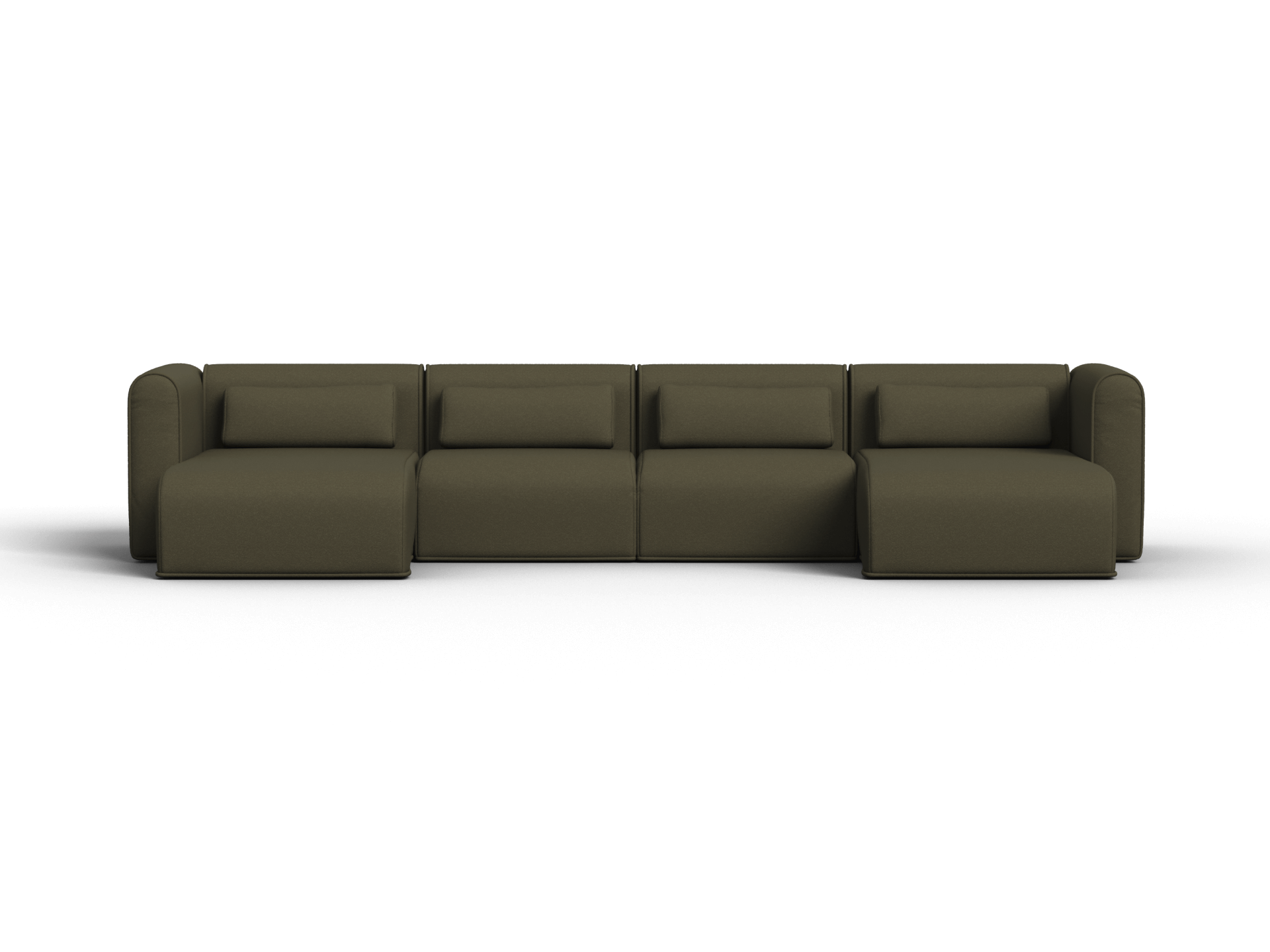 Bangalow Modular Sofa - Chaise - 4 Sections with 2 Chaises / Green Wattle / Extra Wide