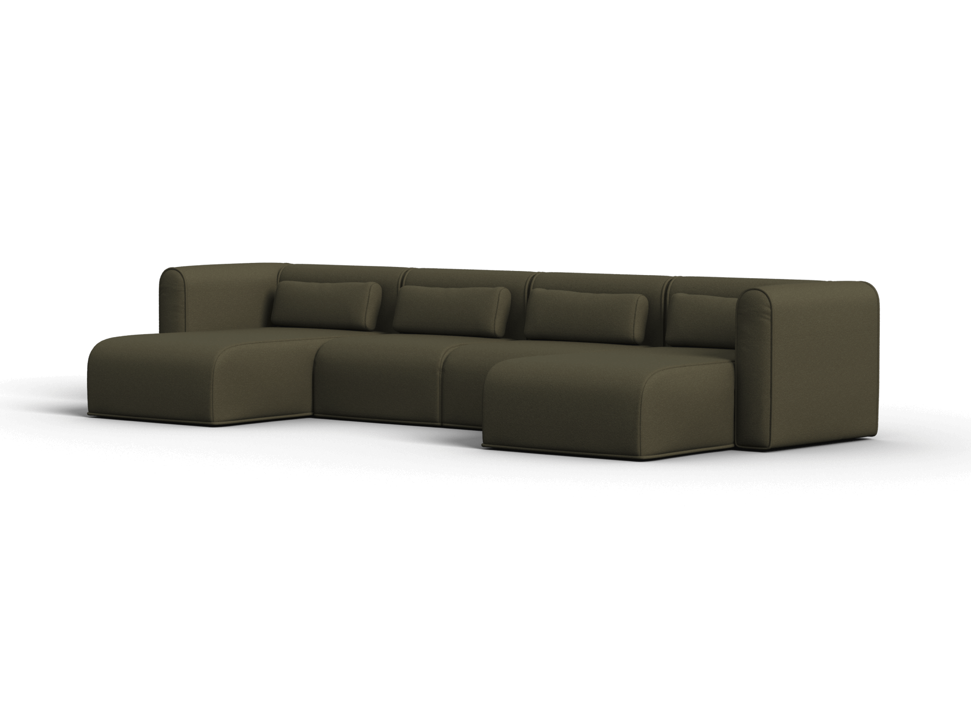 Bangalow Modular Sofa - Chaise - 4 Sections with 2 Chaises / Green Wattle / Extra Wide