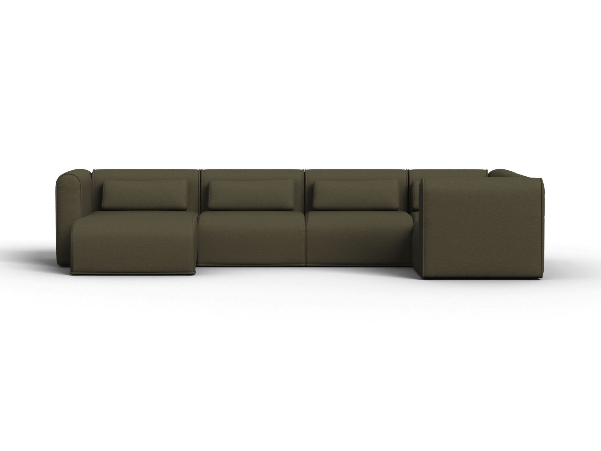 Bangalow Modular Sofa - Corner - 5 Sections with Chaise / Green Wattle / Extra Wide