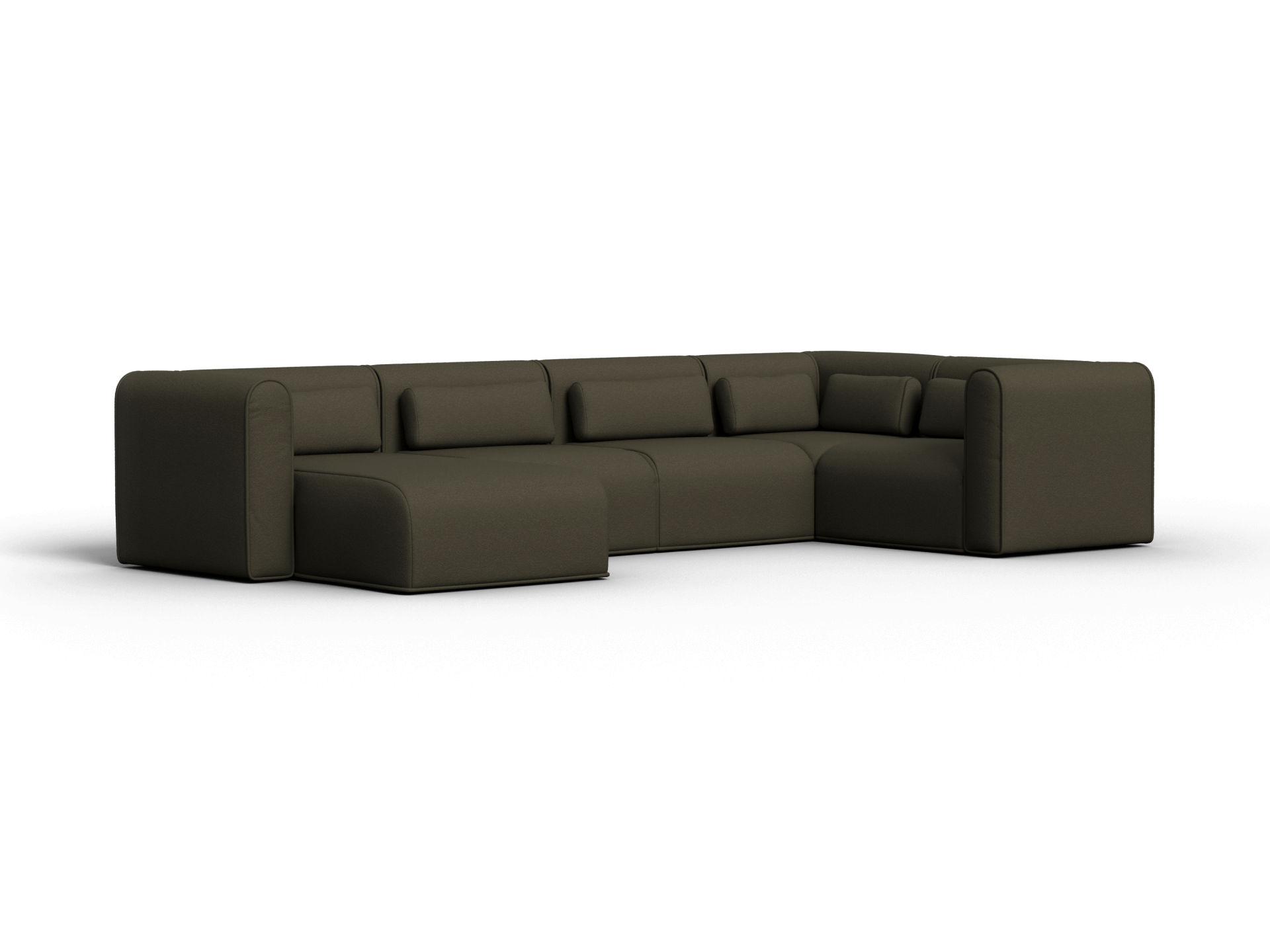 Bangalow Modular Sofa - Corner - 5 Sections with Chaise / Green Wattle / Extra Wide