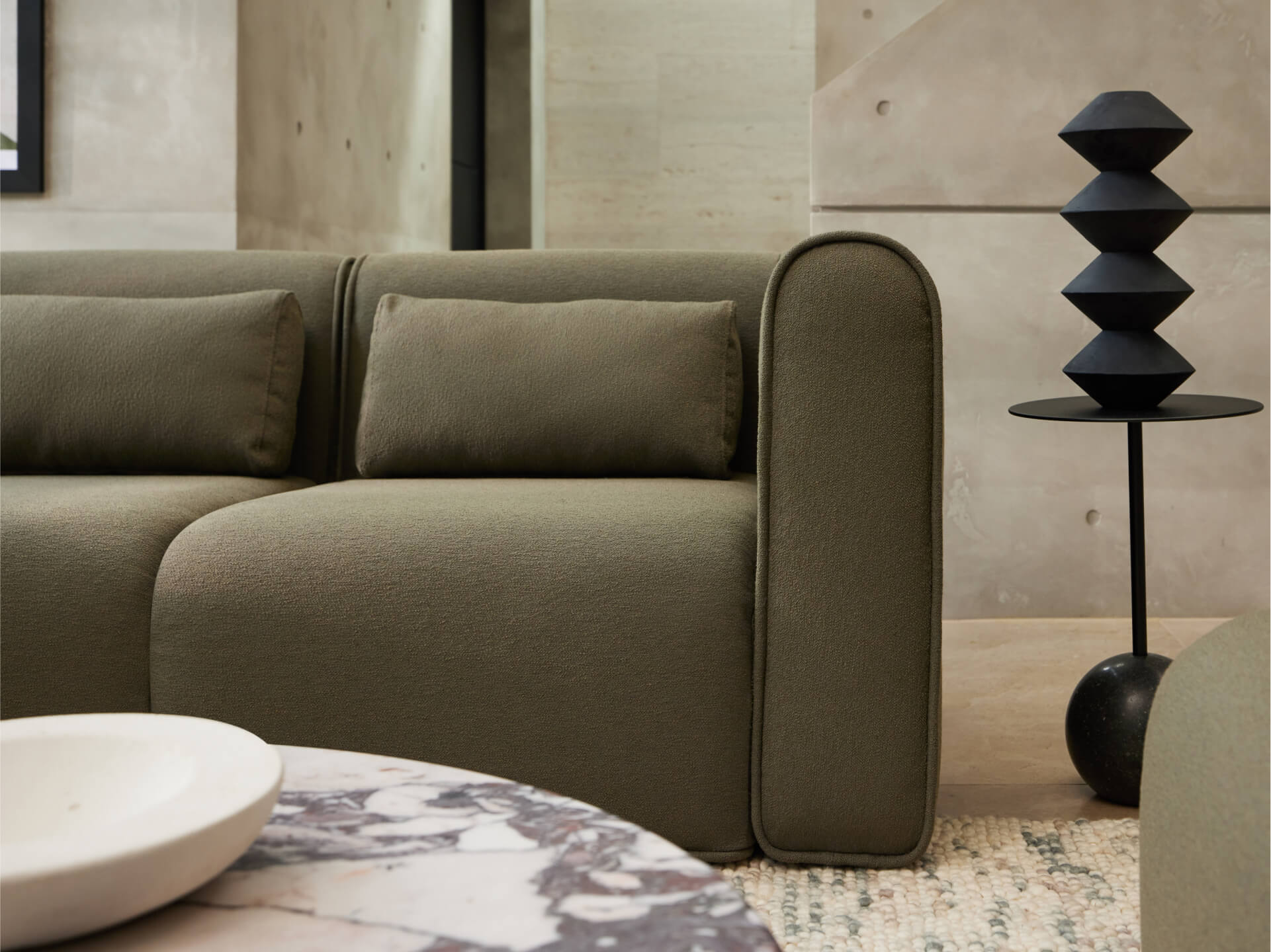 Bangalow Modular Sofa - Corner - 5 Sections with Chaise / Green Wattle / Extra Wide