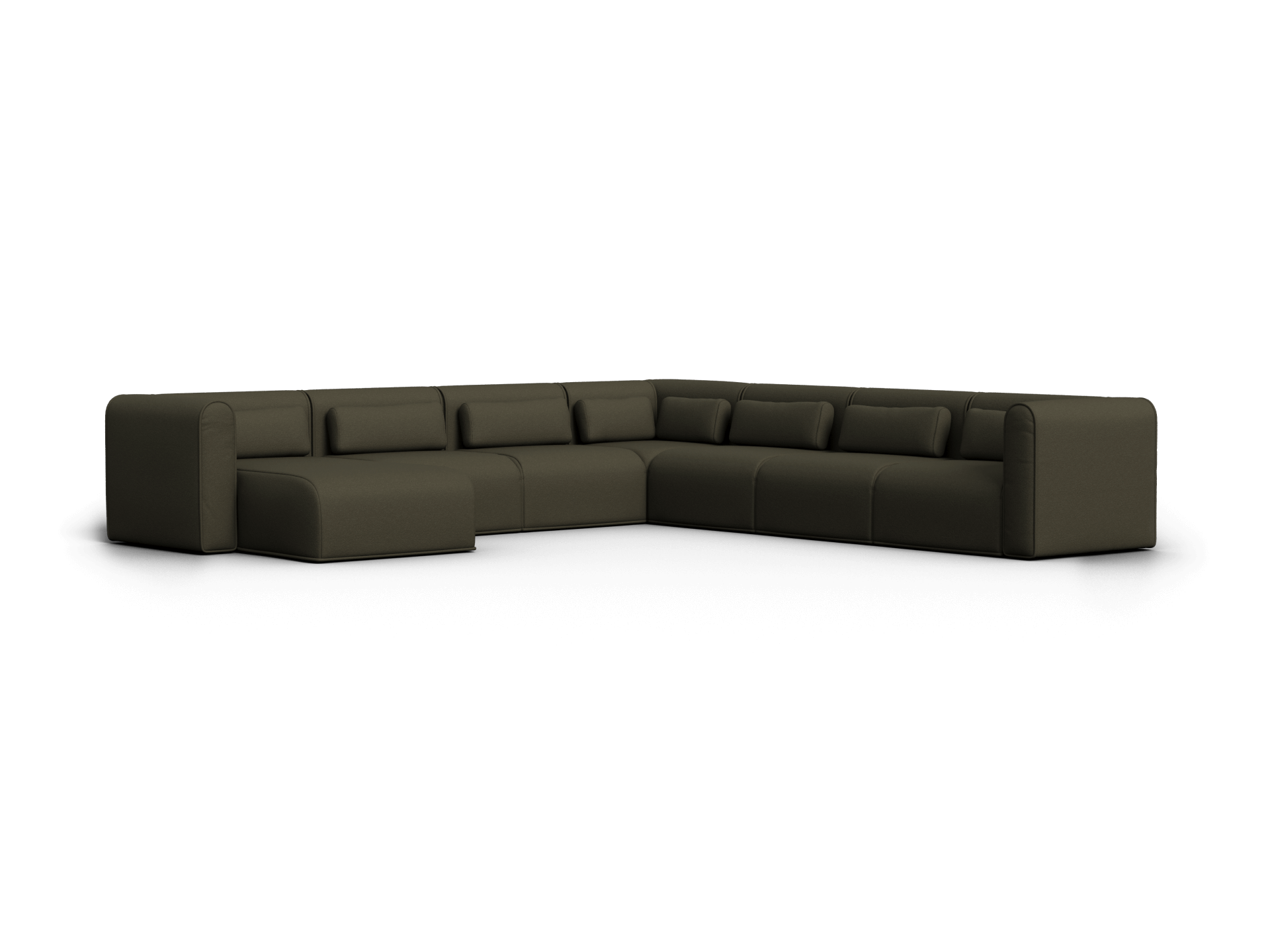 Bangalow Modular Sofa - Corner - 7 Sections with Chaise / Green Wattle / Extra Wide