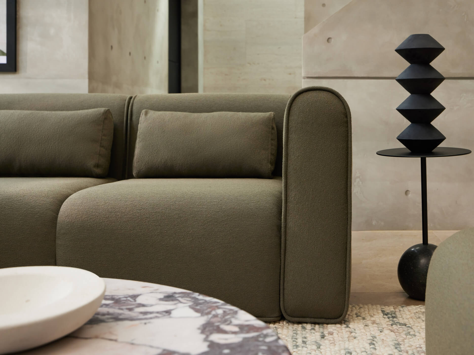 Bangalow Modular Sofa - Corner - 7 Sections with Chaise / Green Wattle / Extra Wide