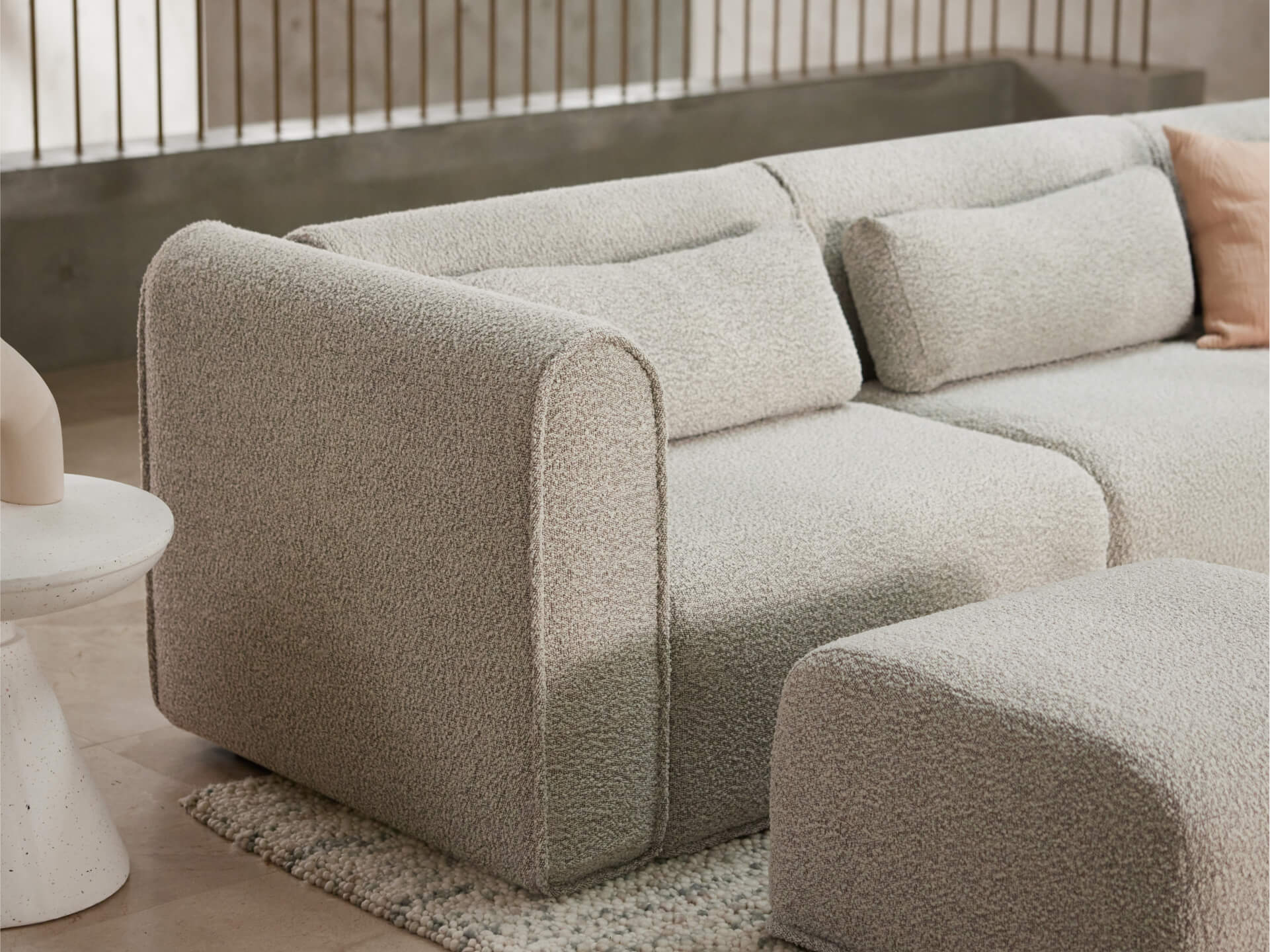 Bangalow Modular Sofa - Corner - 7 Sections with Chaise / Limestone (Luxe) / Regular