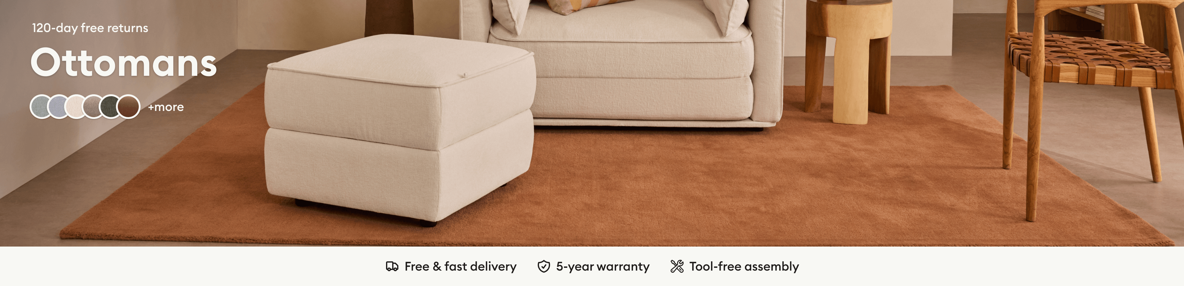 Ottomans - 120-day free returns Free & Fast delivery, 5-year warranty, tool-free assembly.