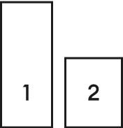 Two simple black rectangles on a white background; the taller rectangle labeled "1" and the shorter one labeled "2".