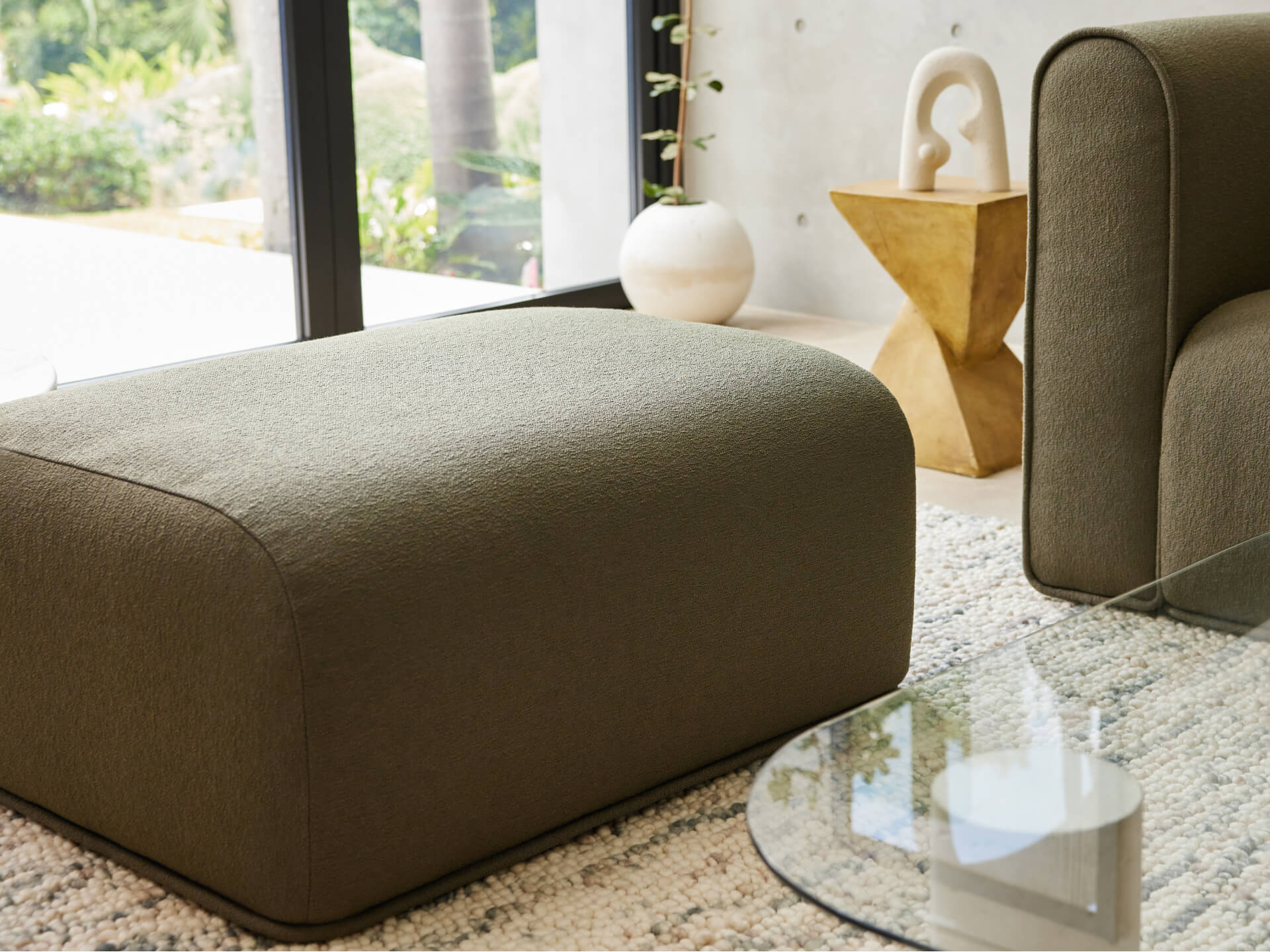 Bangalow Modular Sofa Ottoman - Large / Green Wattle