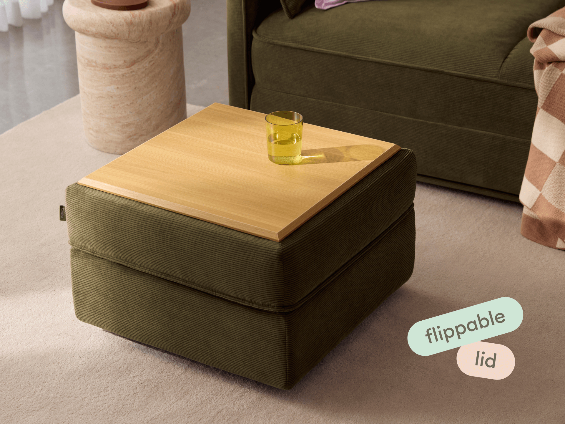 Koala Sofa Bed Ottoman - Coastal Moss (Cord)