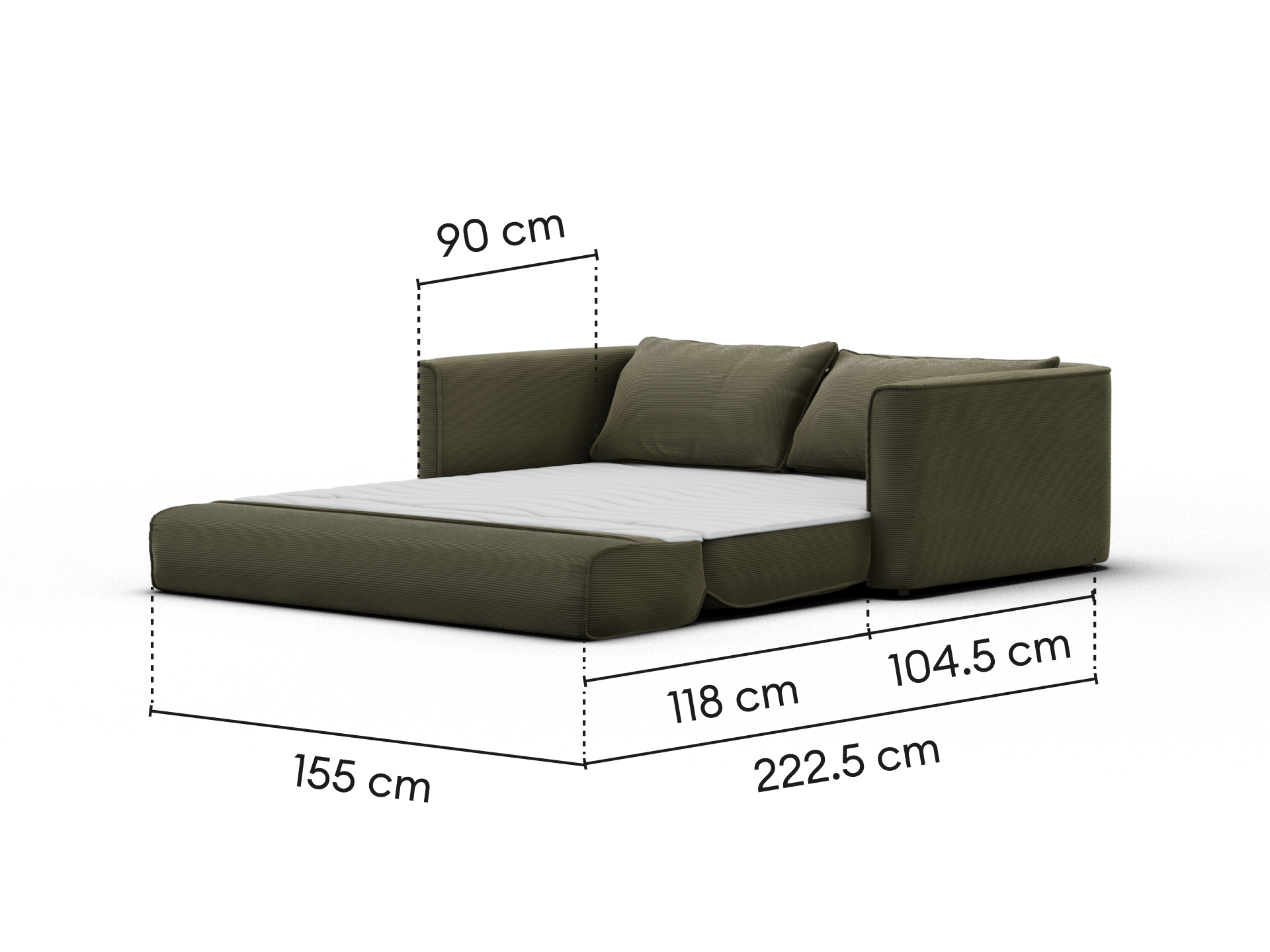 Koala Sofa Bed [4th Gen] - 3-Seater (King) / Coastal Moss (Cord)