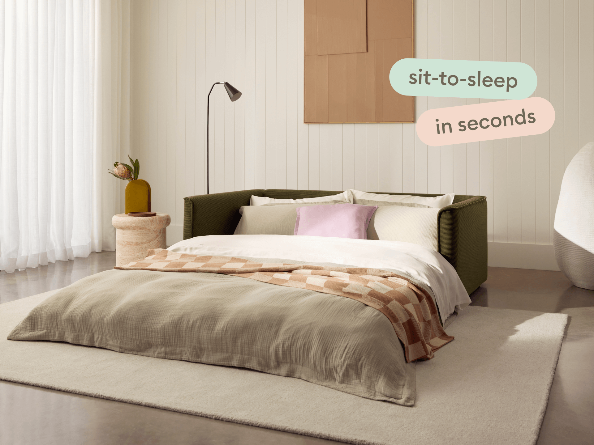 Koala Sofa Bed [4th Gen] - 3-Seater (King) / Coastal Moss (Cord)