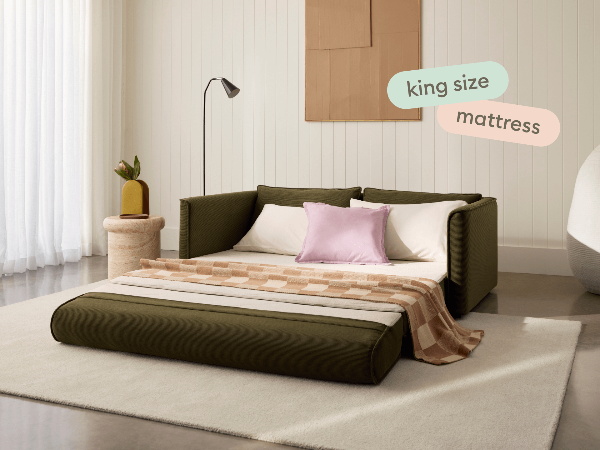 Koala Sofa Bed [4th Gen] - 3-Seater (King) / Coastal Moss (Cord)