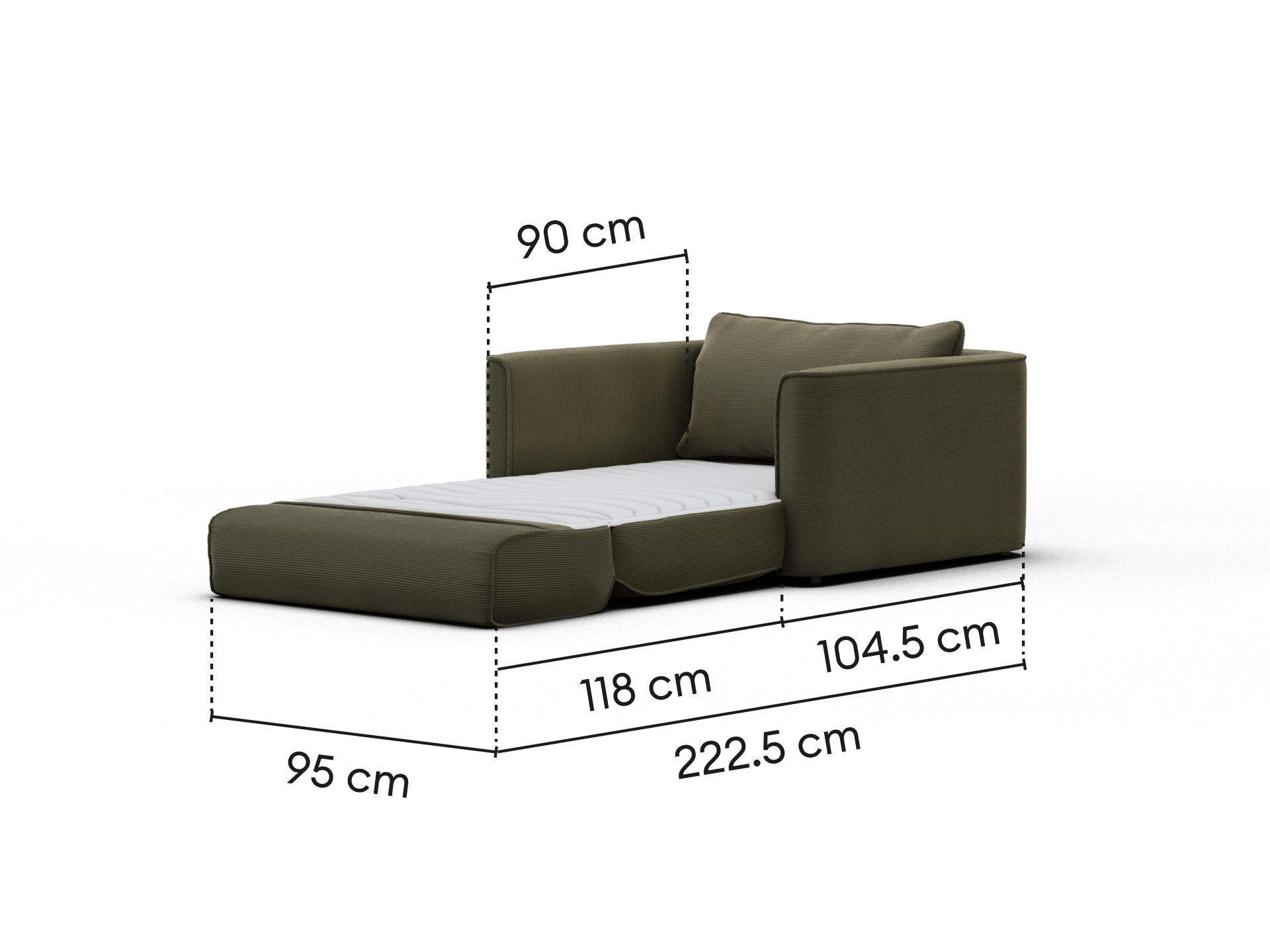 Koala Sofa Bed [4th Gen] - 1.5-Seater (Single) / Coastal Moss (Cord)