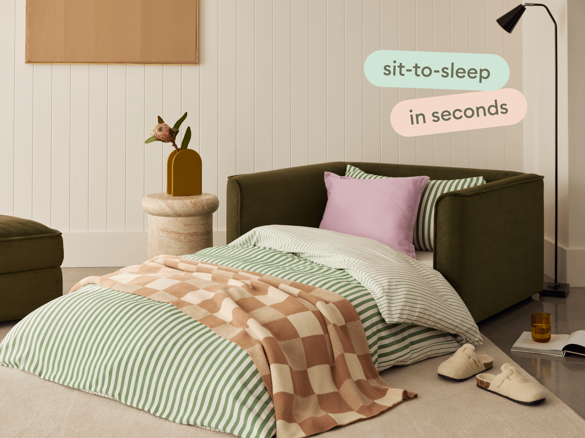 Koala Sofa Bed [4th Gen] - 1.5-Seater (Single) / Coastal Moss (Cord)