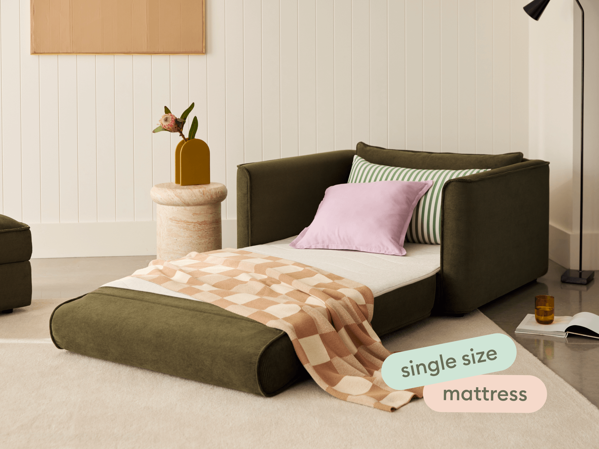 Koala Sofa Bed [4th Gen] - 1.5-Seater (Single) / Coastal Moss (Cord)