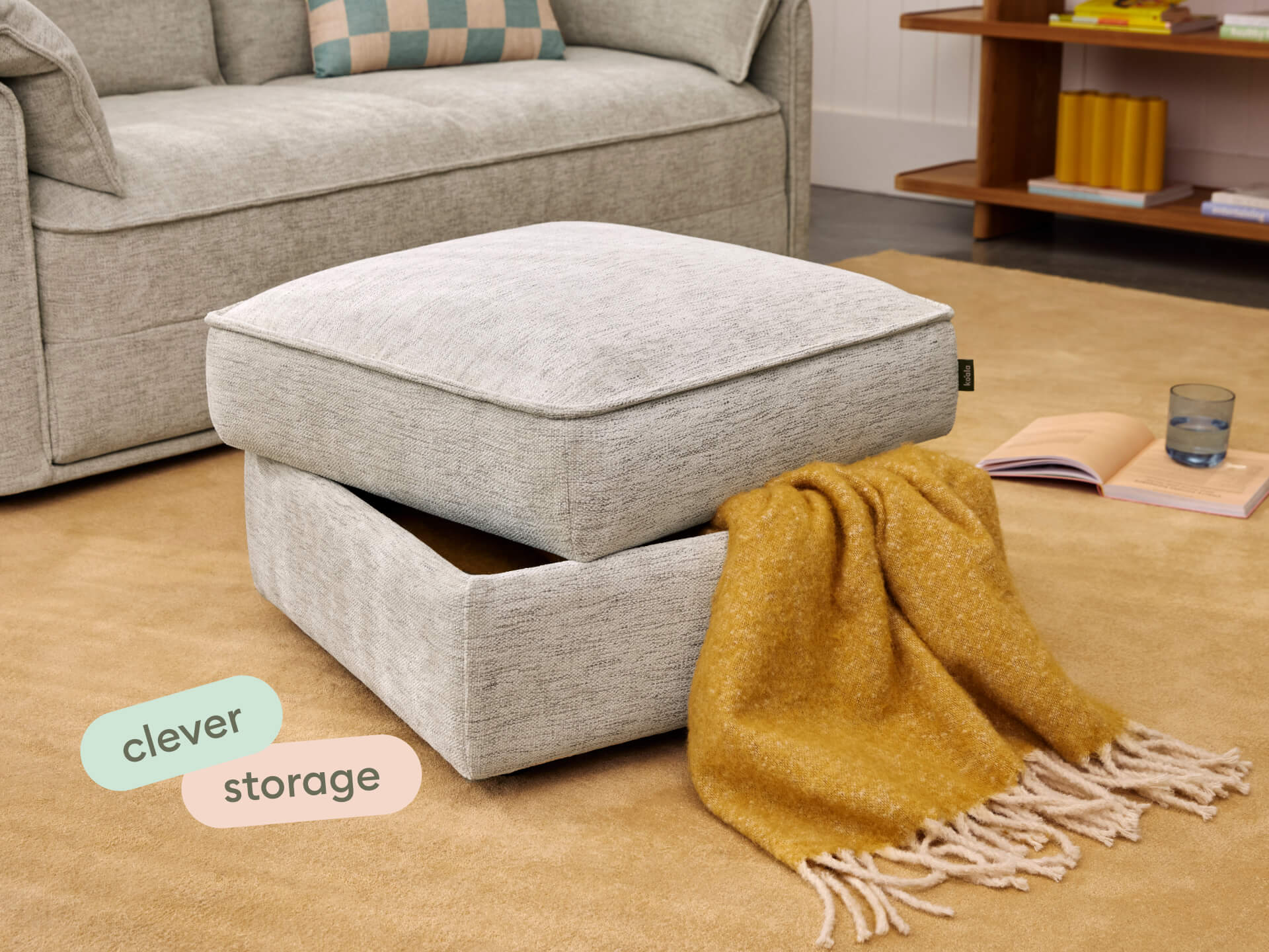 Koala Sofa Bed Ottoman - Silver Sand (Luxe)