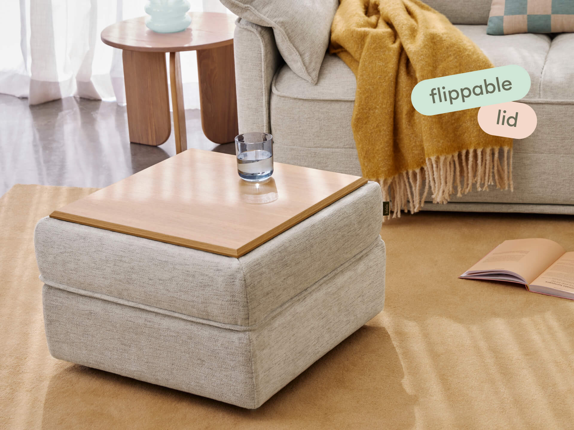 Koala Sofa Bed Ottoman - Silver Sand (Luxe)