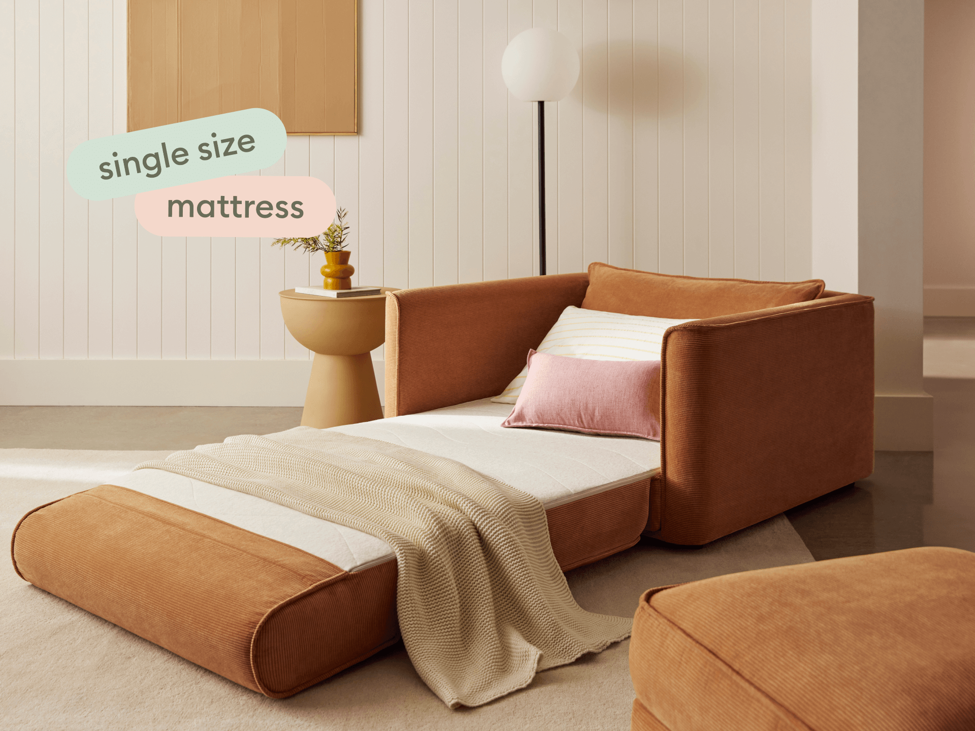 Koala Sofa Bed [4th Gen] - 1.5-Seater (Single) / Sandstone (Cord)
