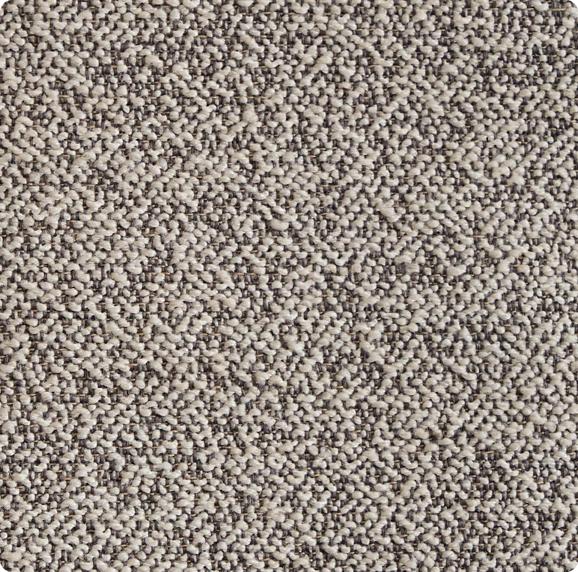 Close-up of a textured fabric in light beige and muted brown tones, featuring a woven pattern of small fibers.